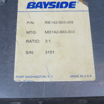 Bayside RB142-003-008 3:1 Ratio Right Angle Gear Reducer
