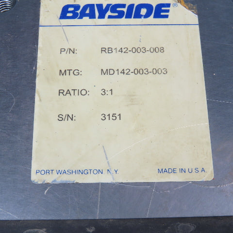 Bayside RB142-003-008 3:1 Ratio Right Angle Gear Reducer