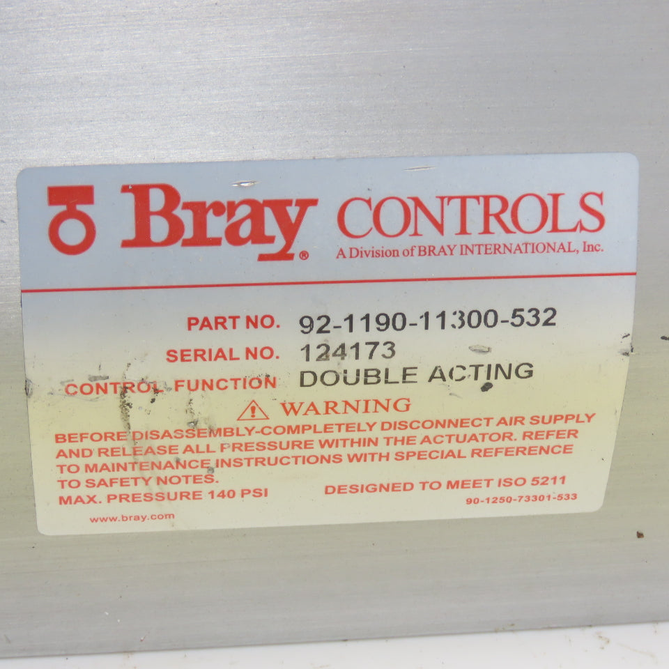 Bray Controls 92-1190-11300-532 Double Acting Pneumatic Actuator 140PSI