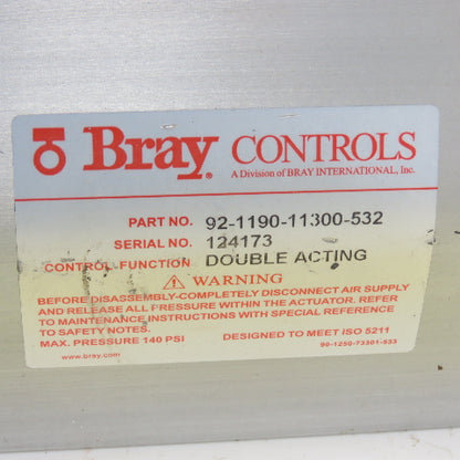 Bray Controls 92-1190-11300-532 Double Acting Pneumatic Actuator 140PSI