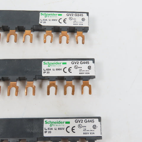 Schneider GV2G445 GV2G245 3-Phase Copper Comb Busbar 63A 690V Lot Of 3
