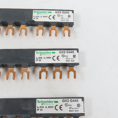 Schneider GV2G445 GV2G245 3-Phase Copper Comb Busbar 63A 690V Lot Of 3