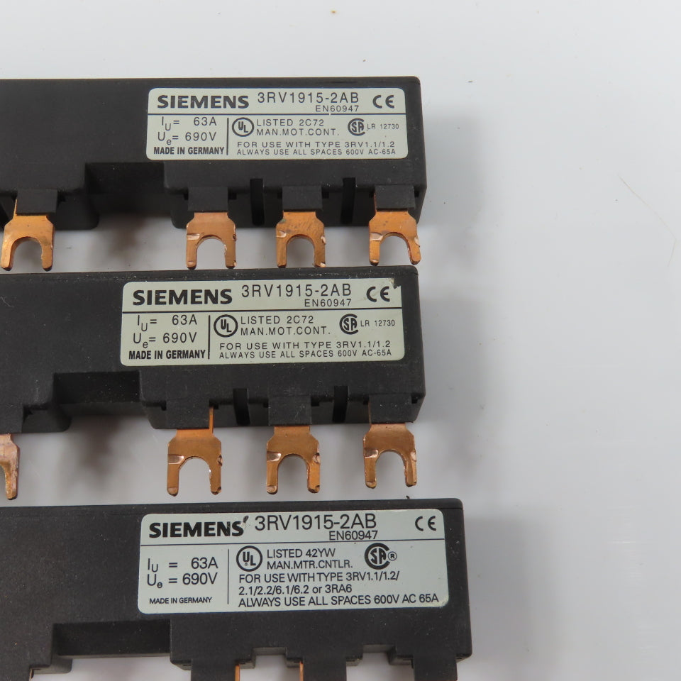 Siemens 3RV1915-2BB 3RV1915-2AB 3-Phase Copper Comb Busbar 63A 690V Lot Of 5