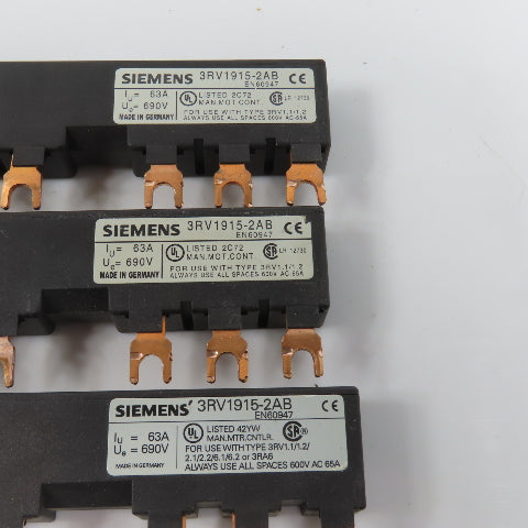 Siemens 3RV1915-2BB 3RV1915-2AB 3-Phase Copper Comb Busbar 63A 690V Lot Of 5