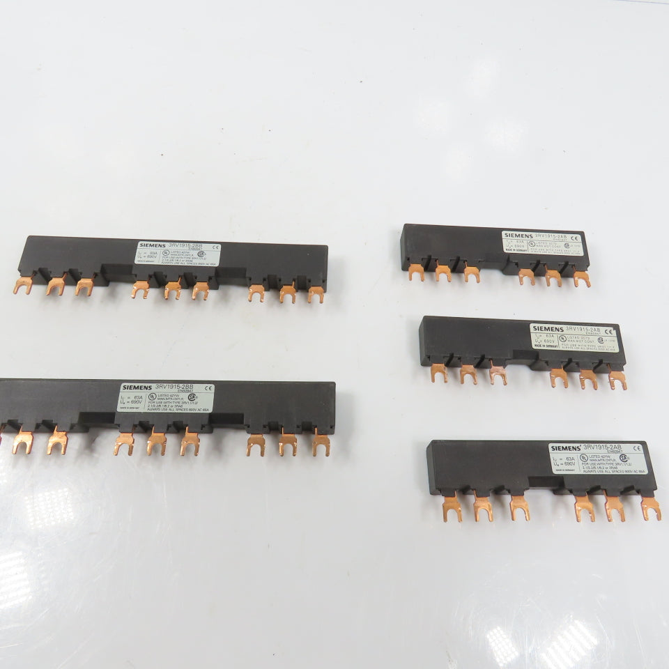 Siemens 3RV1915-2BB 3RV1915-2AB 3-Phase Copper Comb Busbar 63A 690V Lot Of 5