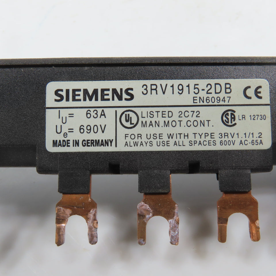 Siemens 3RV1915-2DB 3-Phase Copper Comb Busbar 63A 690V