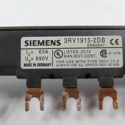 Siemens 3RV1915-2DB 3-Phase Copper Comb Busbar 63A 690V
