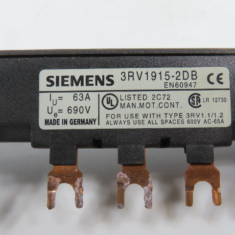 Siemens 3RV1915-2DB 3-Phase Copper Comb Busbar 63A 690V