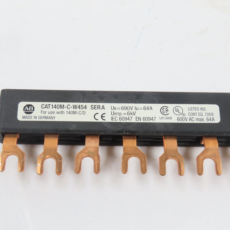 Allen Bradley 140M-C-W454 Ser A 3PH Copper Compact Busbar 64A 600V For 140M-C/D