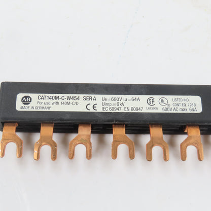 Allen Bradley 140M-C-W454 Ser A 3PH Copper Compact Busbar 64A 600V For 140M-C/D