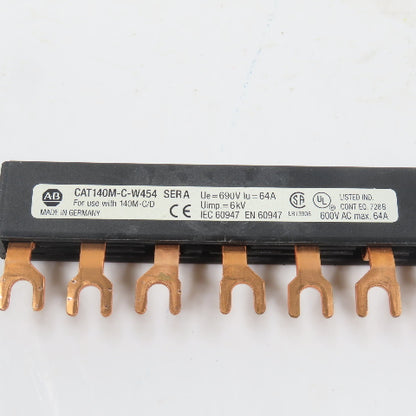 Allen Bradley 140M-C-W454 Ser A 3PH Copper Compact Busbar 64A 600V For 140M-C/D
