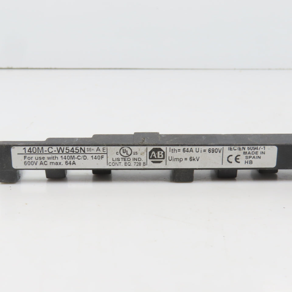 Allen Bradley 140M-C-W545N Ser A 3PH Copper Compact Busbar 64A 600V For 140M-C/D