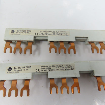 Allen Bradley 140-L13 140-L11 3PH Copper Busbar 65A 600V For 140-MN Lot Of 6