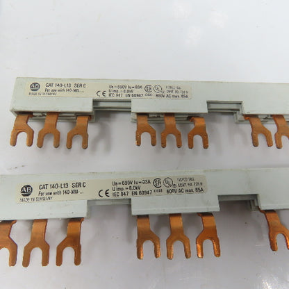 Allen Bradley 140-L13 140-L11 3PH Copper Busbar 65A 600V For 140-MN Lot Of 6
