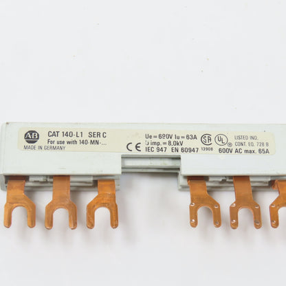 Allen Bradley 140-L1 Ser C 3PH Copper Busbar 65A 600V