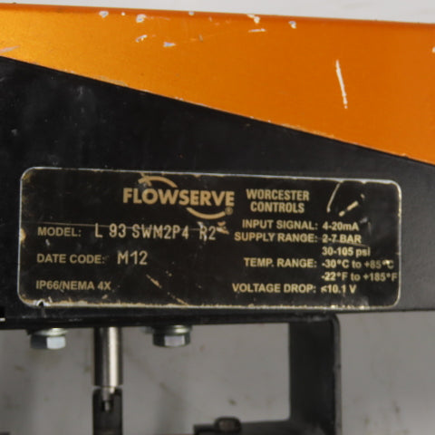 Flowserve L93SWM2P4 Valve Positioner 4-20mA W/1039SNR6 Pneumatic Actuator 120PSI