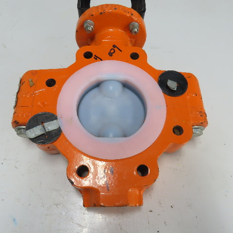 Xomox Tufline 4" Butterfly Valve 009 PFA Liner 75PSIG Max
