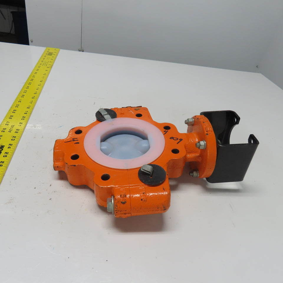 Xomox Tufline 4" Butterfly Valve 009 PFA Liner 75PSIG Max