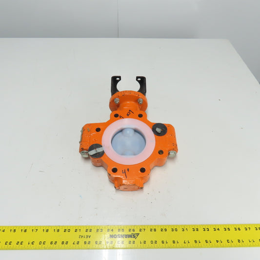 Xomox Tufline 4" Butterfly Valve 009 PFA Liner 75PSIG Max