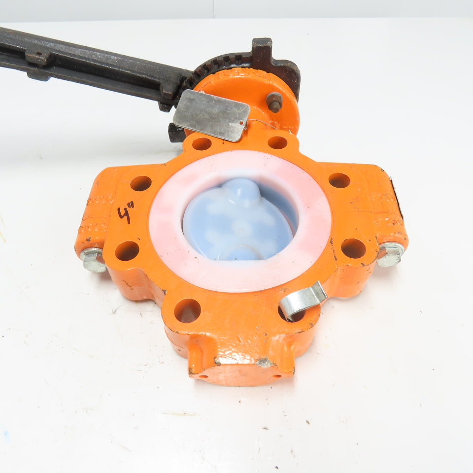 Xomox Tufline 4" Butterfly Valve 008 PFA Liner 75PSIG Max