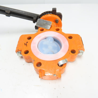 Xomox Tufline 4" Butterfly Valve 008 PFA Liner 75PSIG Max