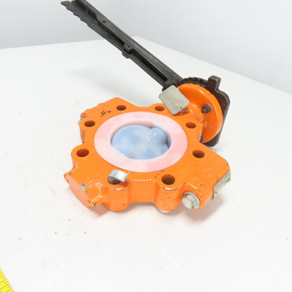 Xomox Tufline 4" Butterfly Valve 008 PFA Liner 75PSIG Max
