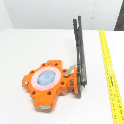 Xomox Tufline 4" Butterfly Valve 008 PFA Liner 75PSIG Max