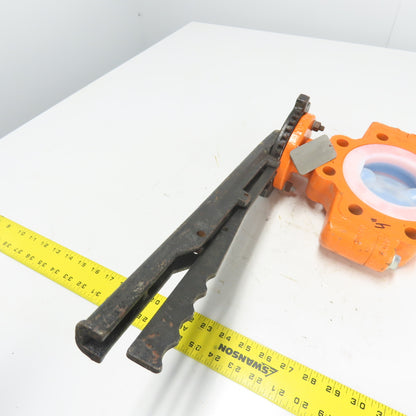 Xomox Tufline 4" Butterfly Valve 008 PFA Liner 75PSIG Max
