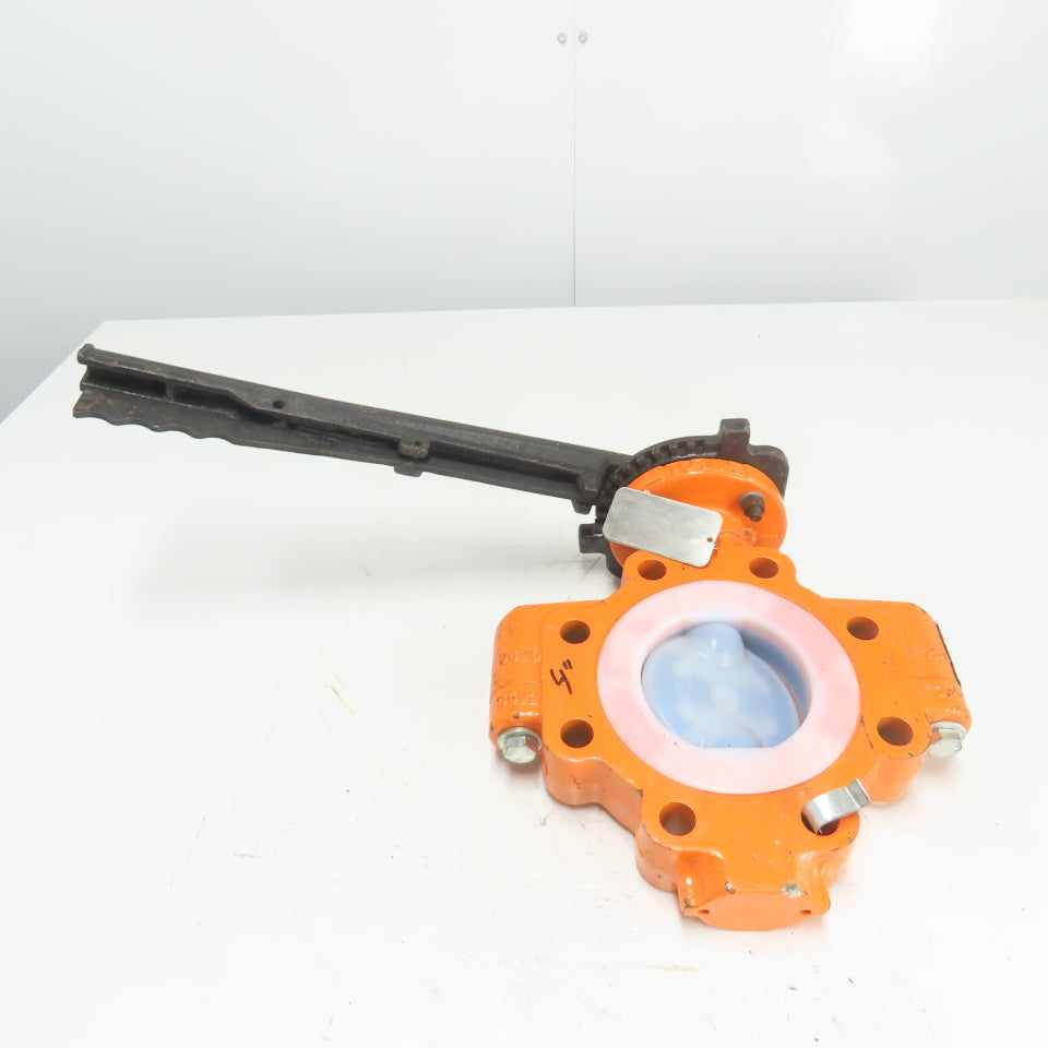 Xomox Tufline 4" Butterfly Valve 008 PFA Liner 75PSIG Max