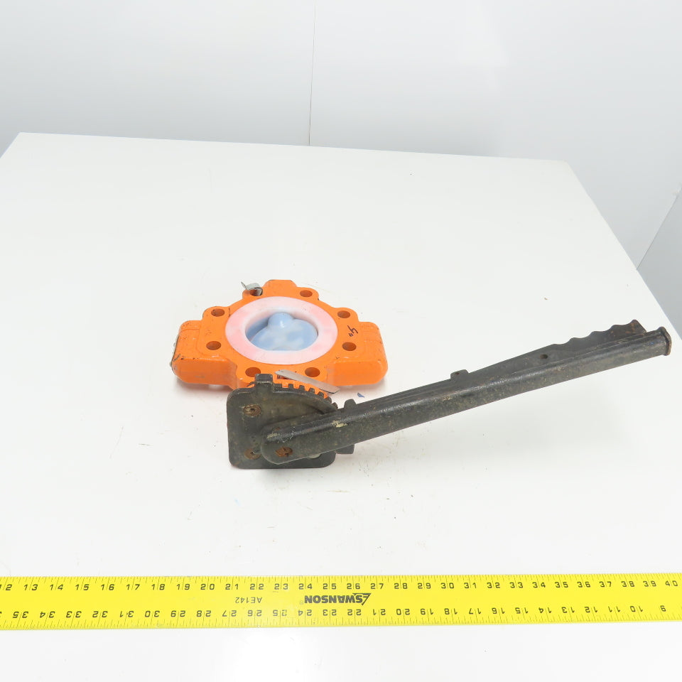 Xomox Tufline 4" Butterfly Valve 008 PFA Liner 75PSIG Max