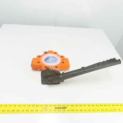 Xomox Tufline 4" Butterfly Valve 008 PFA Liner 75PSIG Max