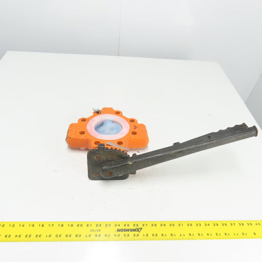 Xomox Tufline 4" Butterfly Valve 008 PFA Liner 75PSIG Max