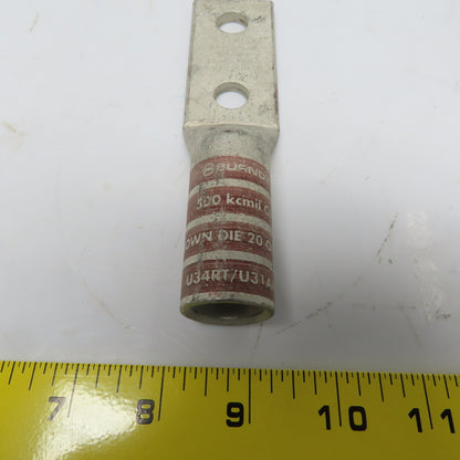 Burndy YA34-2N 500 2-Hole Crimp Terminal Lug Brown Die 20/299 Lot of 4