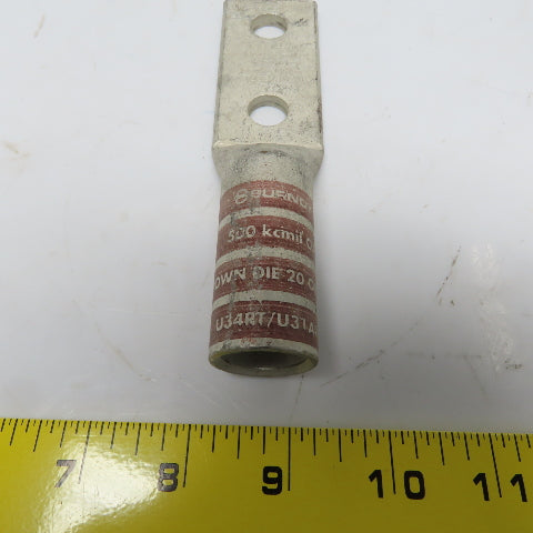 Burndy YA34-2N 500 2-Hole Crimp Terminal Lug Brown Die 20/299 Lot of 4