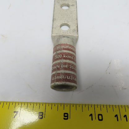 Burndy YA34-2N 500 2-Hole Crimp Terminal Lug Brown Die 20/299 Lot of 4