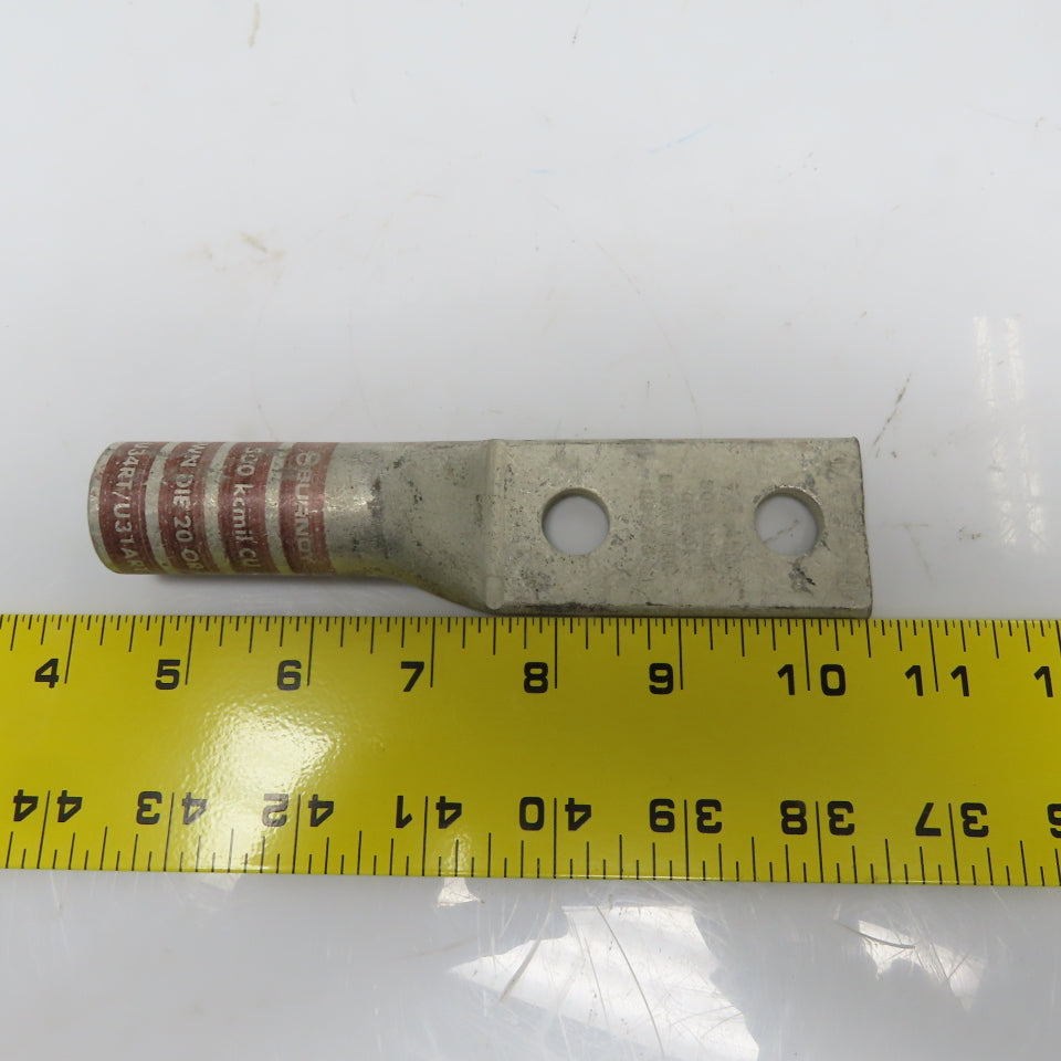 Burndy YA34-2N 500 2-Hole Crimp Terminal Lug Brown Die 20/299 Lot of 4