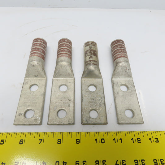 Burndy YA34-2N 500 2-Hole Crimp Terminal Lug Brown Die 20/299 Lot of 4