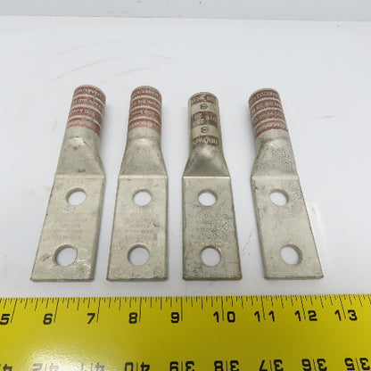 Burndy YA34-2N 500 2-Hole Crimp Terminal Lug Brown Die 20/299 Lot of 4