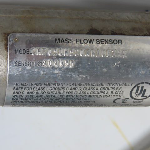 Micro Motion CMF050H520NRAUEZZZ Mass Flow Sensor 2160PSIG Tube -240 To 204°C