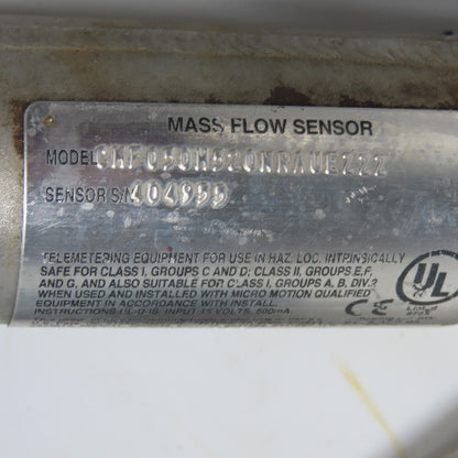 Micro Motion CMF050H520NRAUEZZZ Mass Flow Sensor 2160PSIG Tube -240 To 204°C
