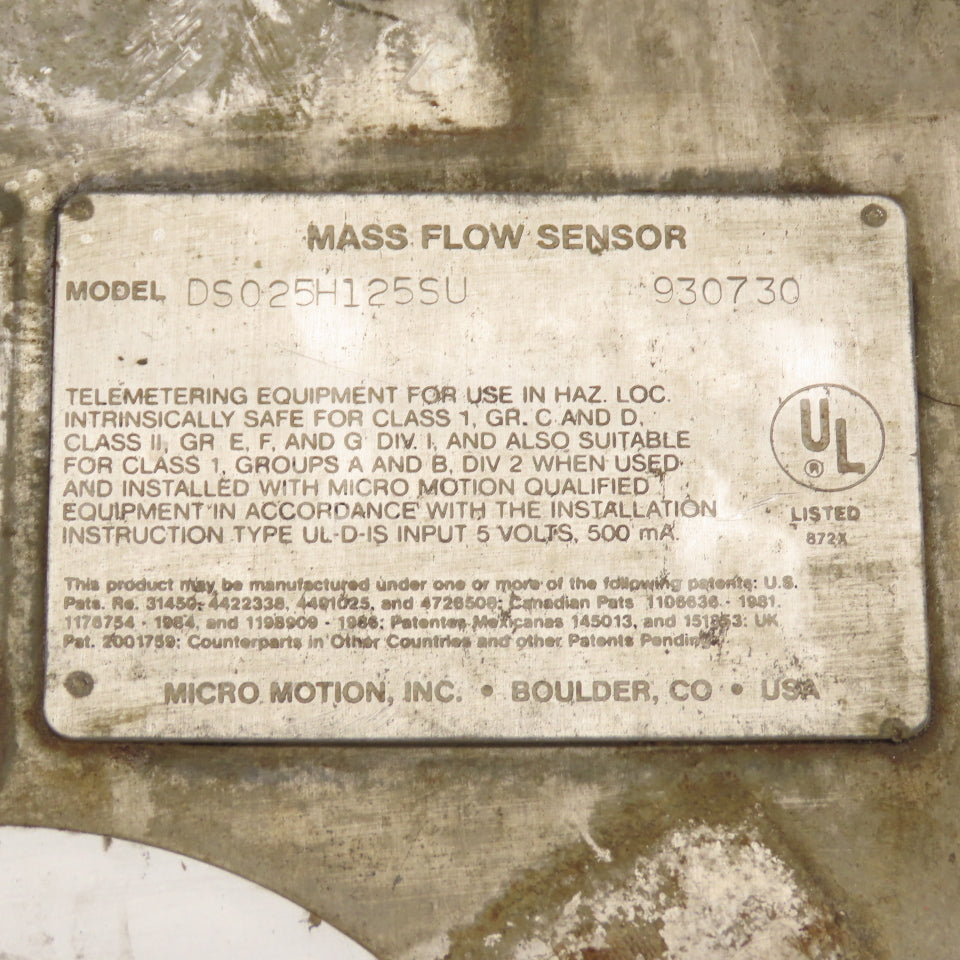 Micro Motion DS025H125SU Mass Flow Sensor Transmitter