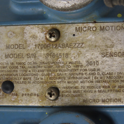 Micro Motion CMF050H521N2BAEZZZ Mass Flow Sensor -240 TO 204°C W/ Transmitter