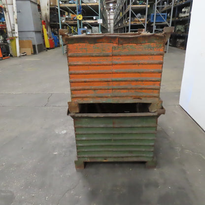 48" x 32" x 24" Heavy Duty Steel Stackable Bulk Container Tub Bin 150 USG Lot/2