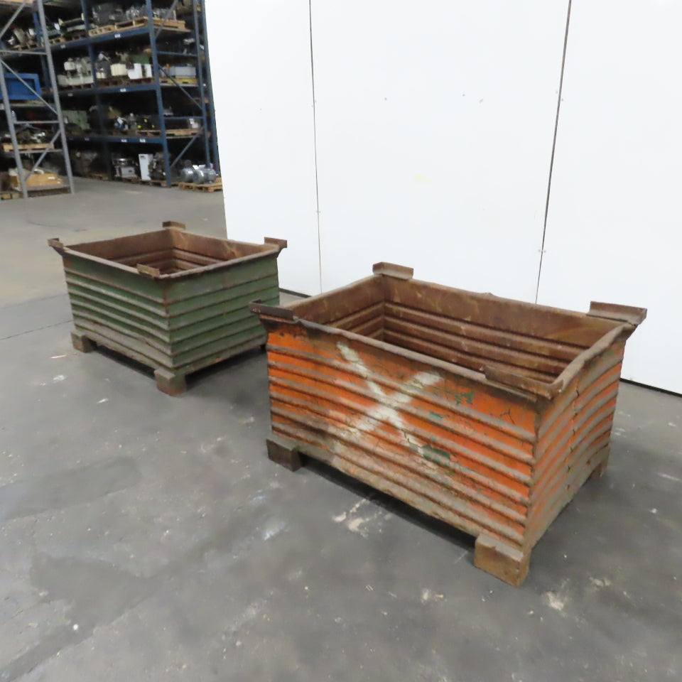 48" x 32" x 24" Heavy Duty Steel Stackable Bulk Container Tub Bin 150 USG Lot/2