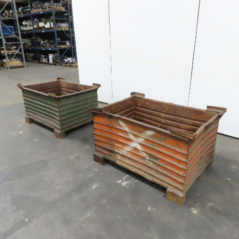 48" x 32" x 24" Heavy Duty Steel Stackable Bulk Container Tub Bin 150 USG Lot/2
