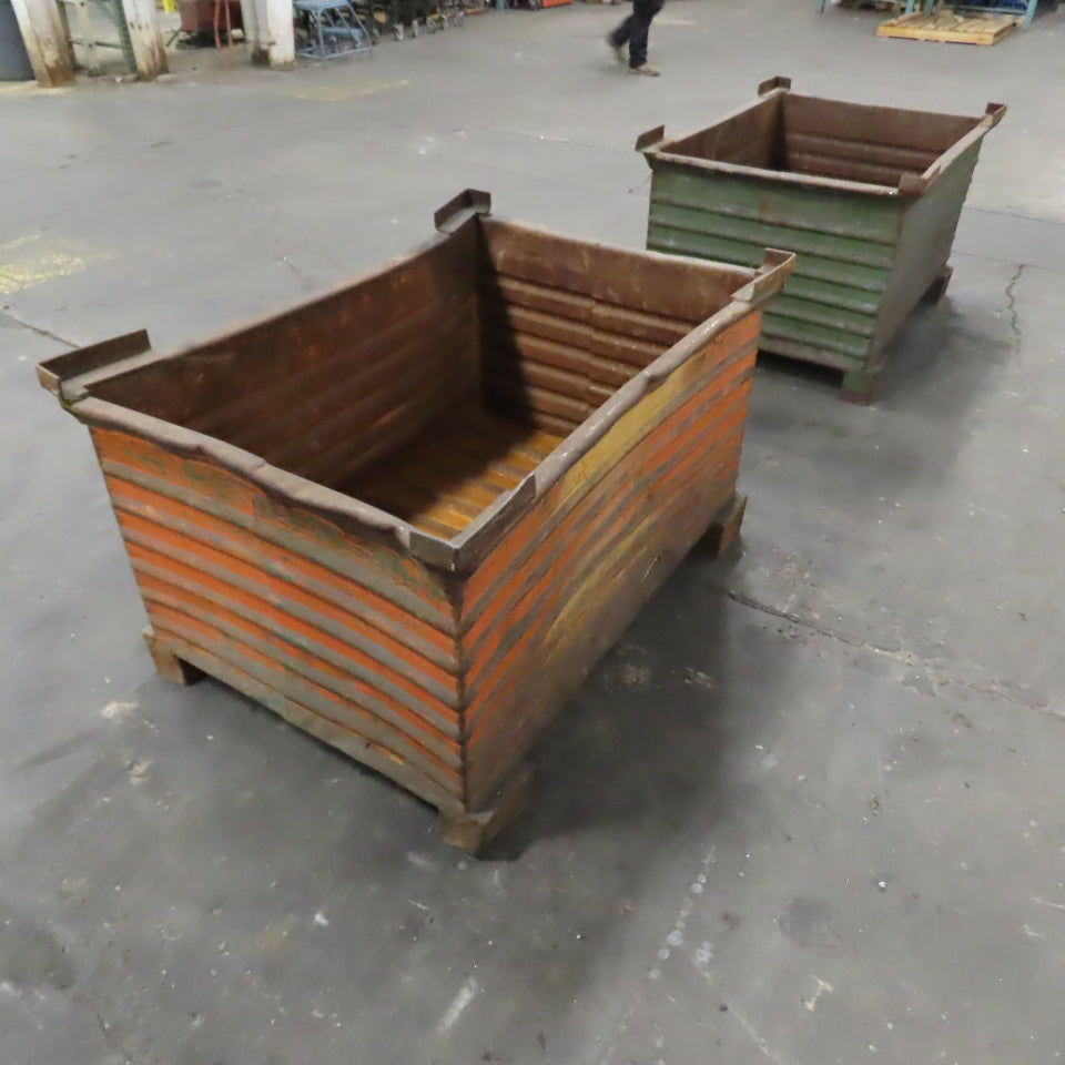 48" x 32" x 24" Heavy Duty Steel Stackable Bulk Container Tub Bin 150 USG Lot/2