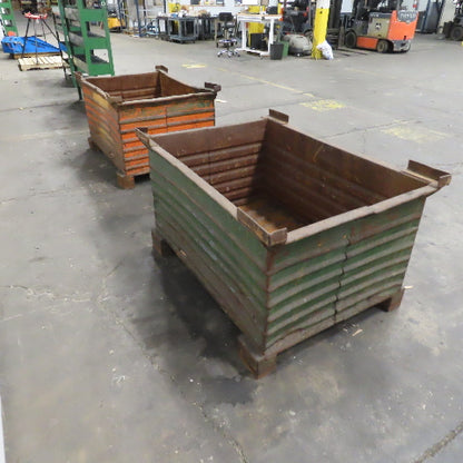 48" x 32" x 24" Heavy Duty Steel Stackable Bulk Container Tub Bin 150 USG Lot/2