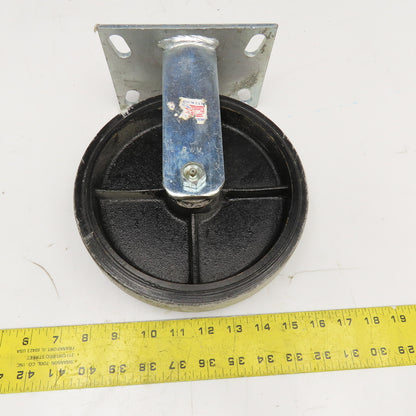 RWM 8" x 2" Rubber Over Cast Iron Rigid Caster 10" Tall