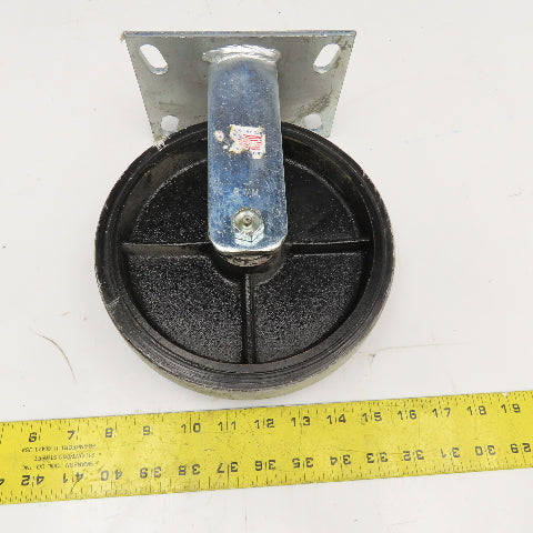 RWM 8" x 2" Rubber Over Cast Iron Rigid Caster 10" Tall