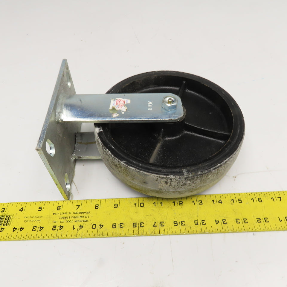 RWM 8" x 2" Rubber Over Cast Iron Rigid Caster 10" Tall